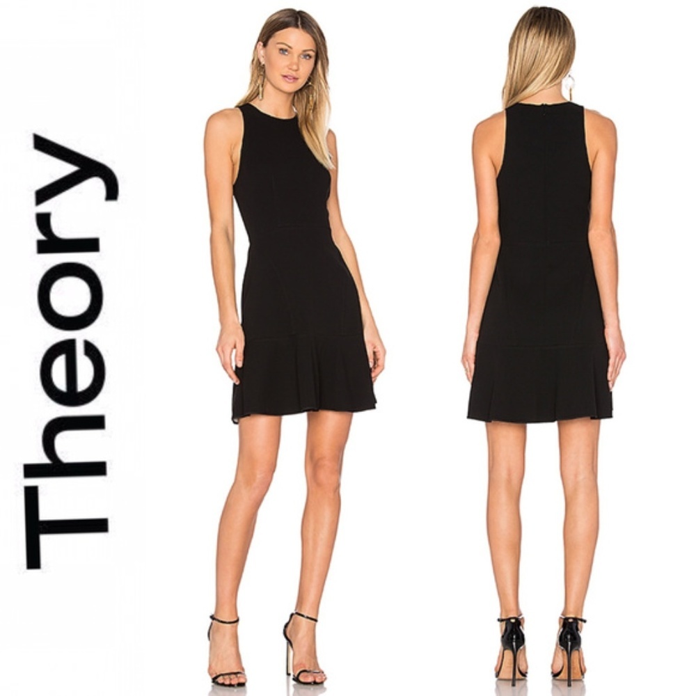 Theory Felicitina Fit & Flare Black Mini Dress